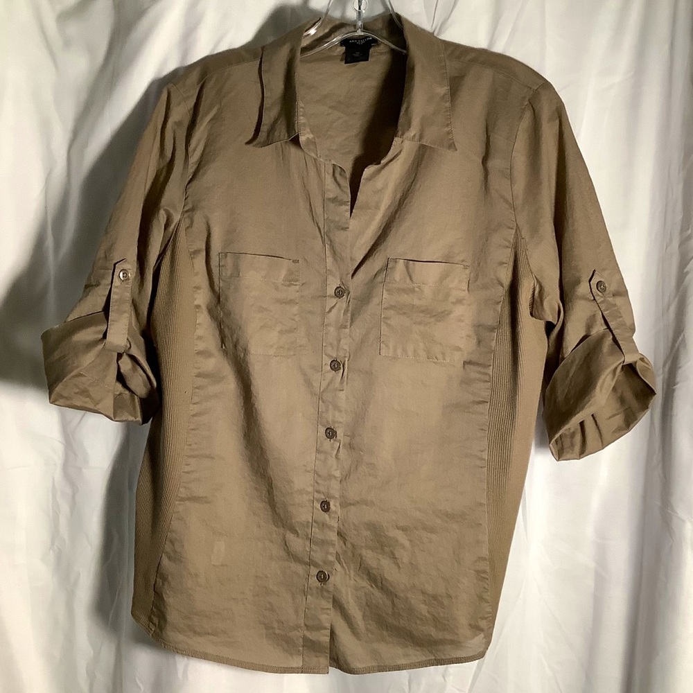 Stylish Womens’ Brown 3/4 length Cotton Blouse